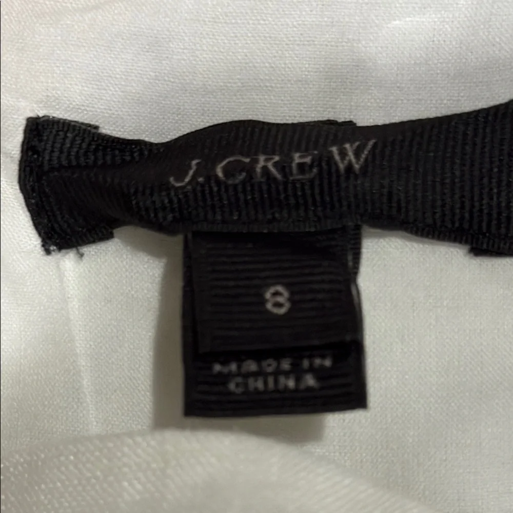 J. Crew White Ruffled Strap Linen Tank with back zipper